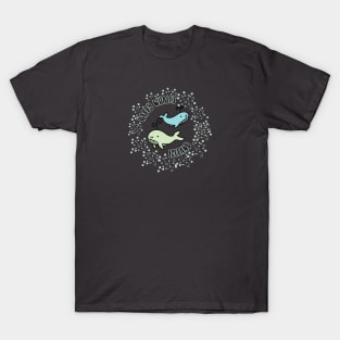 Cute Happy Whales swimming in the icelandic sea T-Shirt